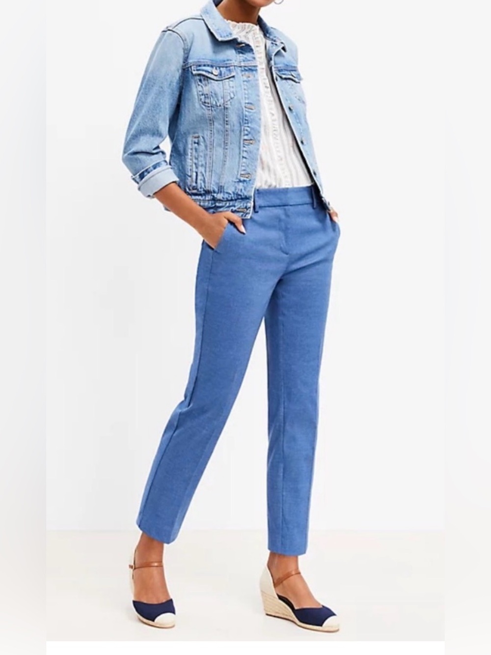 LOFT Riviera Slim Periwinkle Cropped Straight-Leg Pants Size 10
